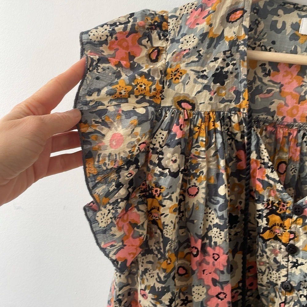 Anthropologie Bishop + Young Nadia Blouse Flutter Sleeve Top Floral Small S - Picture 5 of 7